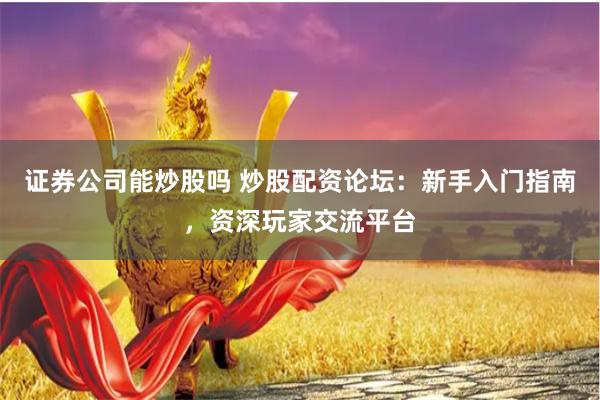 证券公司能炒股吗 炒股配资论坛：新手入门指南，资深玩家交流平台